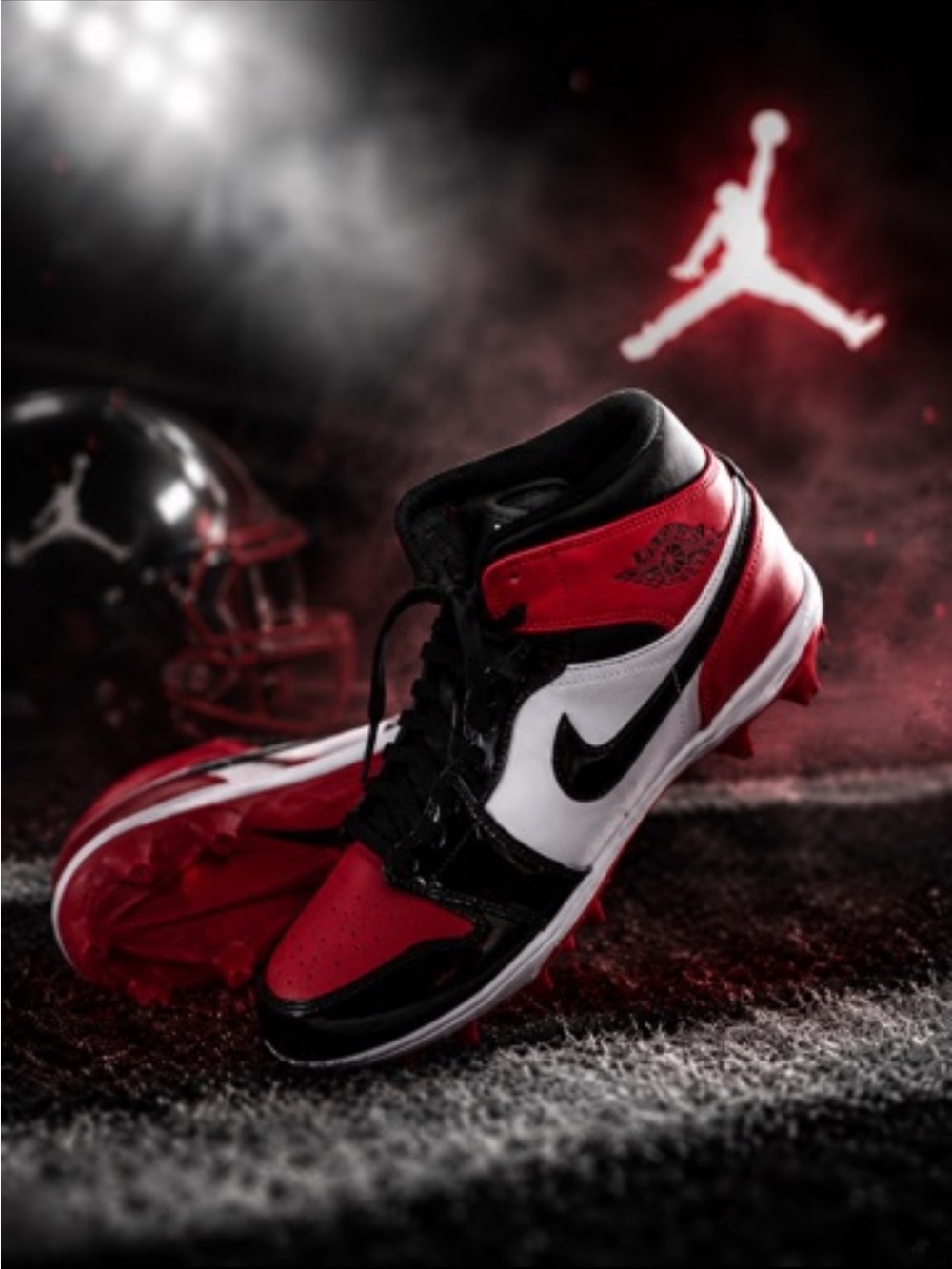 Air Jordan 1 Mid TD Men’s Size 10.5 Football Cleats ‘Bred Toe’ FJ6805-601 NEW